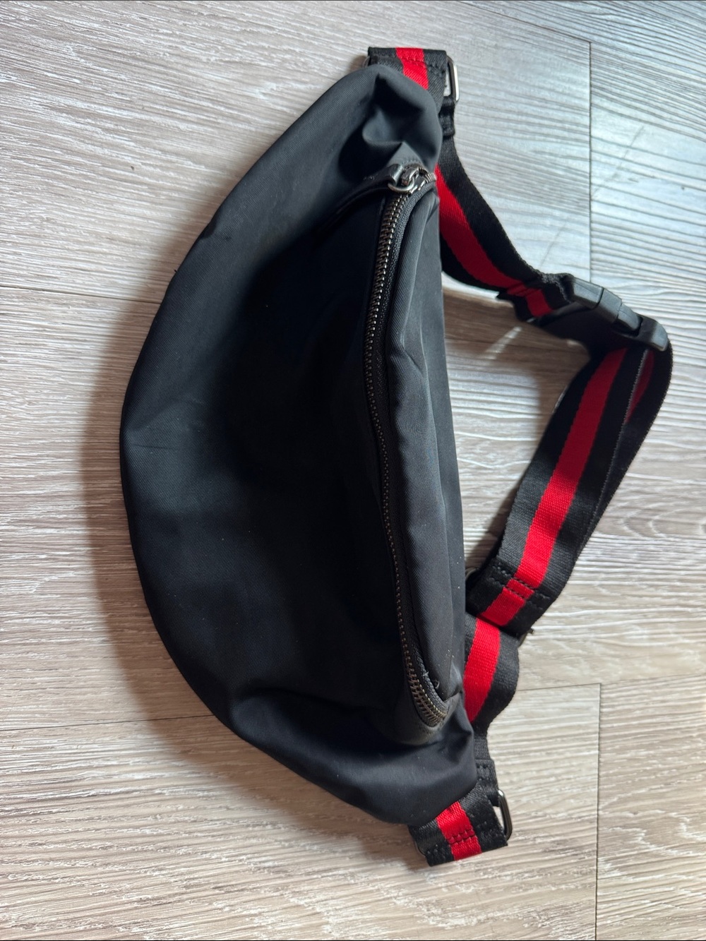 Forever 21 Black Belt Bag with Red-Striped Strap
